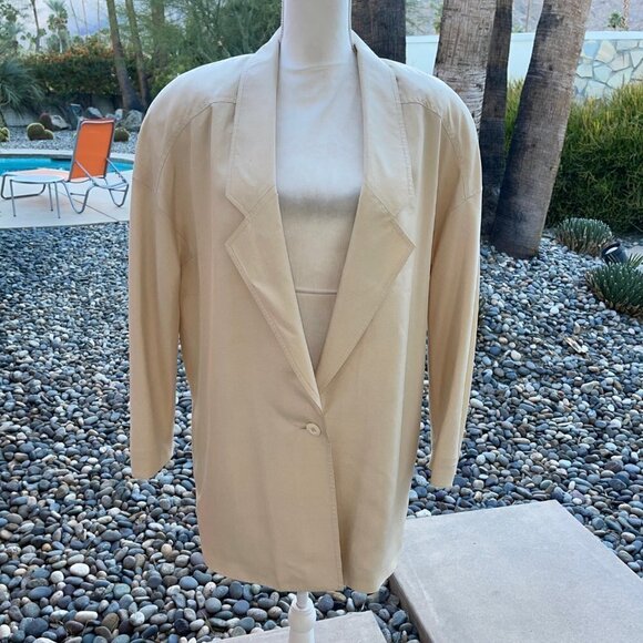 Eleanor P Brenner Silk Blazer Womens Size 12 Vintage Oversized Lined Cream - Picture 15 of 16